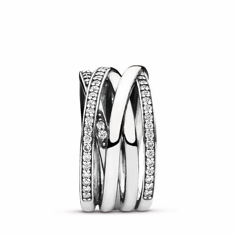 Inele statement Pandora Sparkling & Polished Lines Argint (jdOPXBbA)